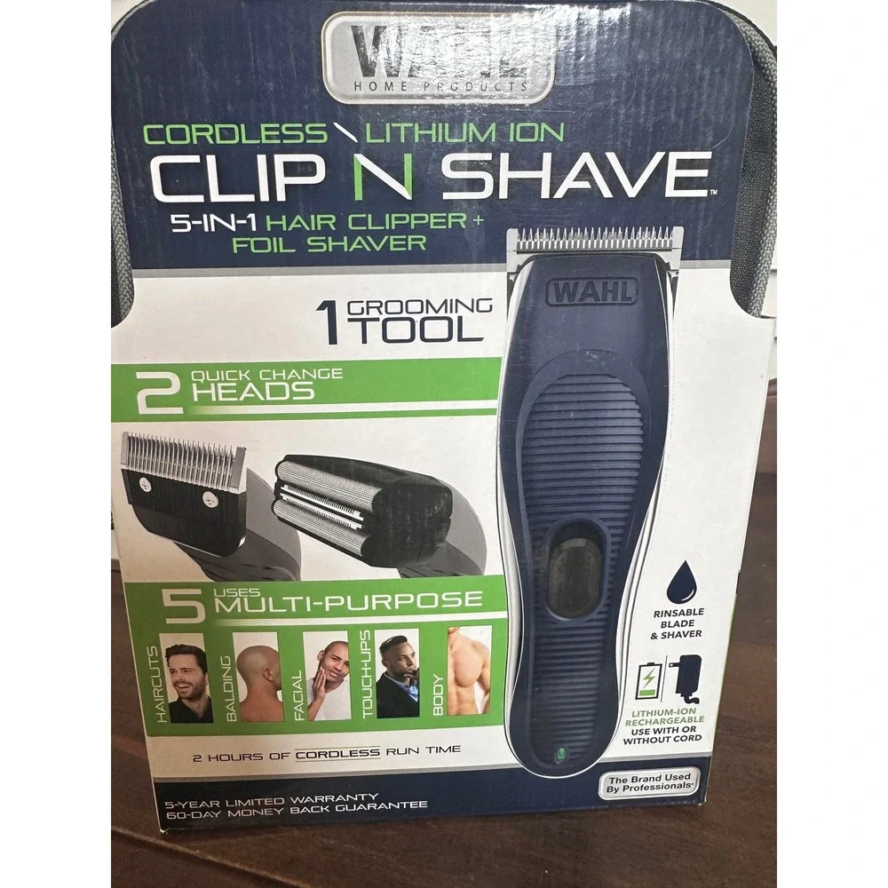 Wahl Cordless Lithium Ion Clip N Shave 5-in-1 Hair Clipper Foil Shaver Kit